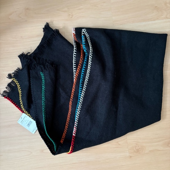 Free People Womens Common Thread Blanket Wrap Scarf in Black One Size - Picture 4 of 8